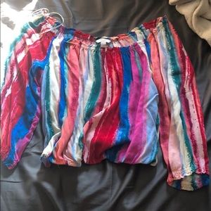 Striped,off the shoulder,cropped shirt